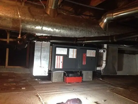 Furnace installed in a crawl space