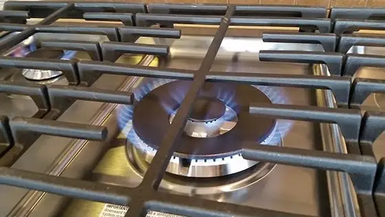 Gas range burner after hook-up