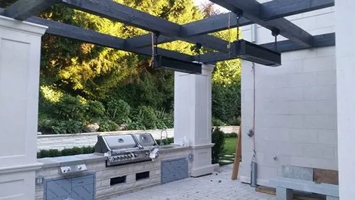 Outdoor kitchen BBQ connected to a natural gas line